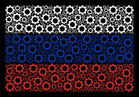 Russian Flag Collage of Gear Objects Stock Illustration