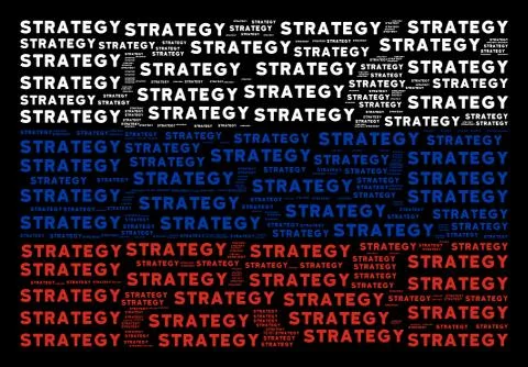 Russian Flag Collage of Strategy Text Items Illustration