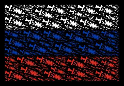 Russian Flag Collage of Syringe Items Stock Illustration
