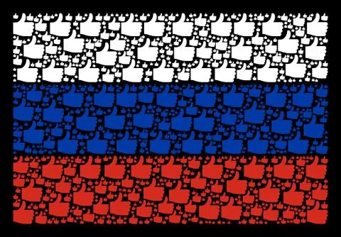 Russian Flag Collage of Thumb Up Items Stock Illustration