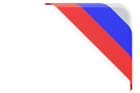 Russian flag corner, button, label. 3D rendering Stock Illustration
