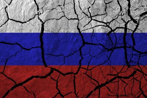 Russian flag in the cracks. Stock Illustration