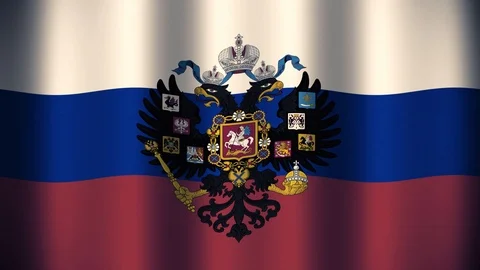 Russian flag with crest Loop Stock Footage 102452829