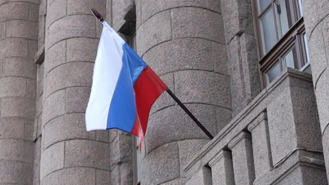 Russian flag develops in the wind. High quality 4k footage Stock Footage 158045114