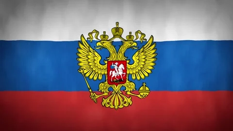 Russian Flag with Double-Headed Eagle in 4K Motion Graphics Stock Footage 249892331
