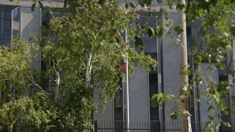 Russian flag at embassy in Ottawa with foreground motion Stock Footage 96470410