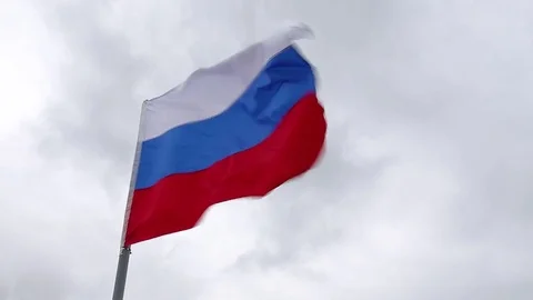 Russian flag flies Stock Footage 70080122