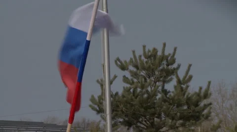 Russian flag fluttering in wind, close-up Stock Footage 67432081