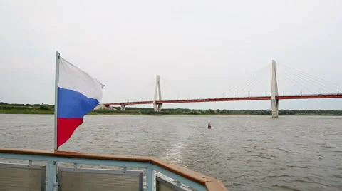 Russian flag fluttering in the wind Stock Footage 52087722