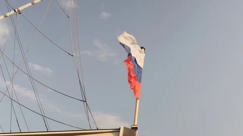Russian flag fluttering in the wind Vídeo Stock 78767967
