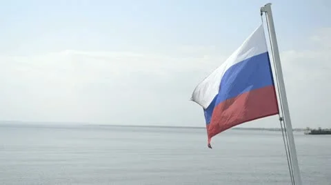Russian flag flutters on nature Video stock 9852567
