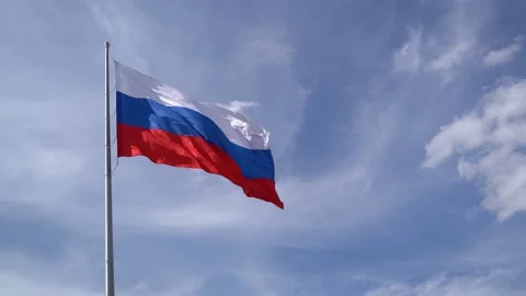 The Russian flag flutters in the wind. Stock Footage 155818168
