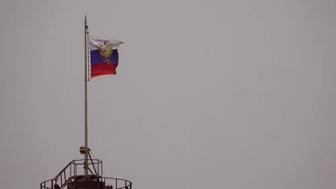 A Russian flag flying over the Kremlin. Stock Footage 83919608