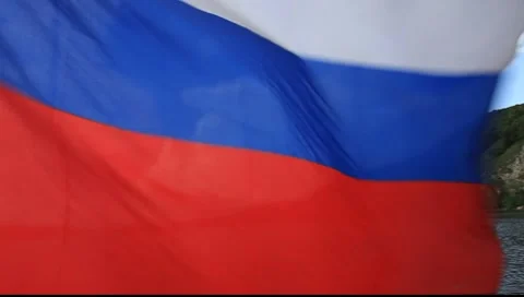 Russian Flag flying on the Volga River Stock Footage 7905384