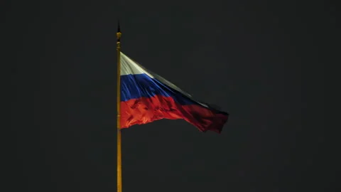 Russian flag, growing in the wind Stock Footage 140615993