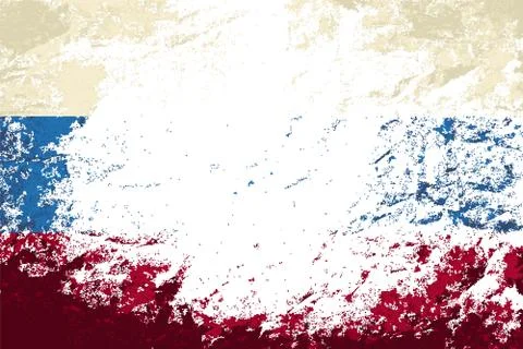 Russian flag. Grunge background. Vector illustration Stock Illustration