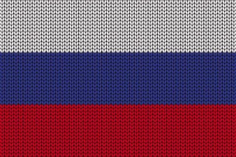 Russian flag in knitting pattern Illustrazione stock