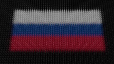 Russian Flag Light Shining on Scrolling Bullets Stock Footage 253894215