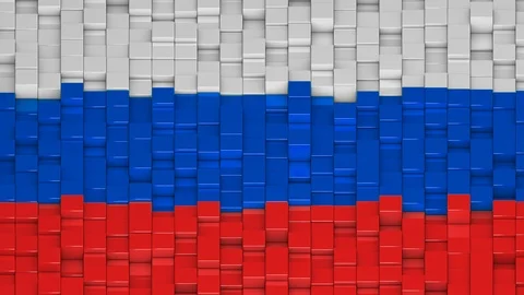 Russian flag made of cubes moving up and down in a random pattern. Stock Footage 115211747
