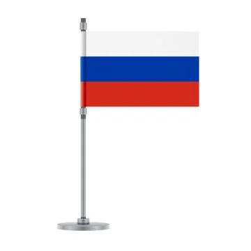 Russian flag on the metallic pole, vector illustration Stock Illustration