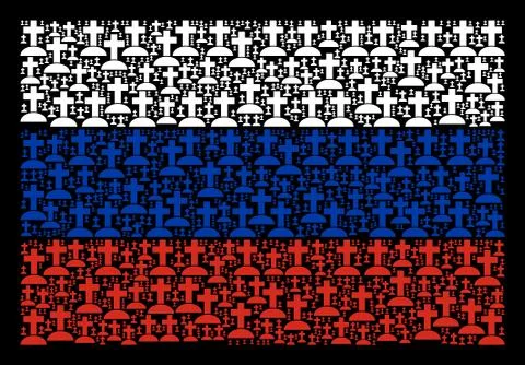 Russian Flag Mosaic of Cemetery Elements Stock Illustration