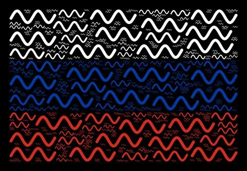Russian Flag Mosaic of Sinusoid Wave Icons Illustrazione stock