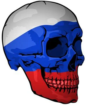 Russian Flag Painted on a Skull Stock Illustration