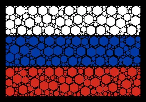 Russian Flag Pattern of Filled Hexagon Elements 스톡 일러스트