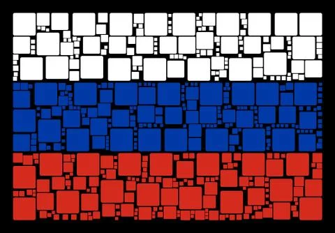 Russian Flag Pattern of Filled Square Elements Stock Illustration