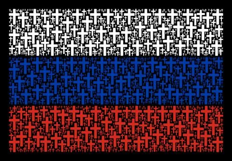 Russian Flag Pattern of Religious Cross Objects 库存插图