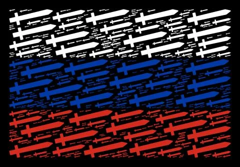 Russian Flag Pattern of Sword Icons Illustrazione stock