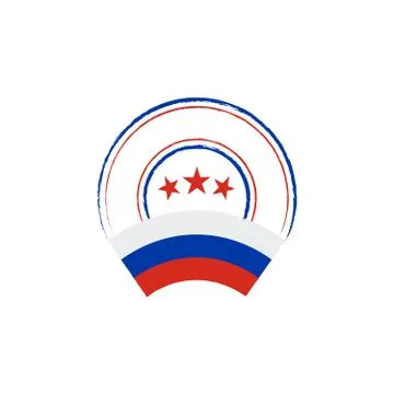Russian flag, retro stamp, vector illustration Stock Illustration