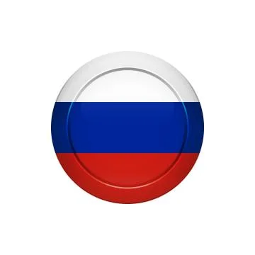 Russian flag on the round button, vector illustration Illustrazione stock