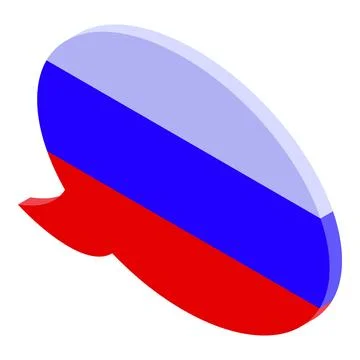 Russian flag speech bubble communicating international relations Illustrazione stock
