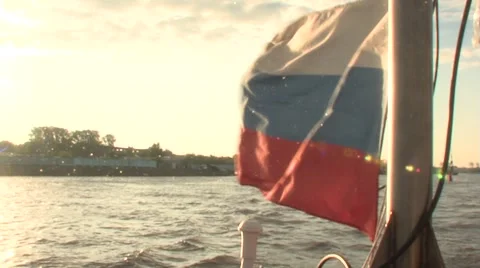 Russian flag stern vessel Stock Footage 5164603