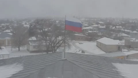 Russian flag on the top of building Stock Footage 147544490