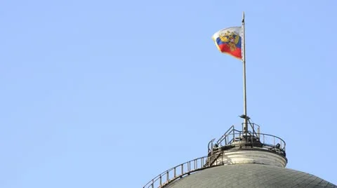 Russian flag on top of Kremlin Senate Stock Footage 21724637