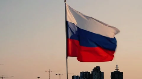Russian flag waving in the sky Stock Footage 53319308