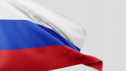 Russian flag waving on a white background Stock Footage 196908825