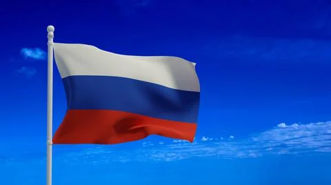 Russian flag, waving in the wind - 3d rendering - CGI Stockillustratie