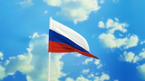 Russian flag waving in the wind against a sky background 스톡 동영상 281295985