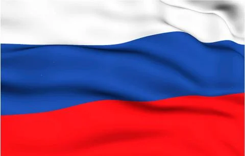 Russian flag waving in the wind. High quality illustration Stock Illustration