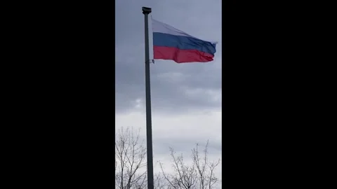 Russian Flag waving in the wind, vertical video Stock Footage 273296376