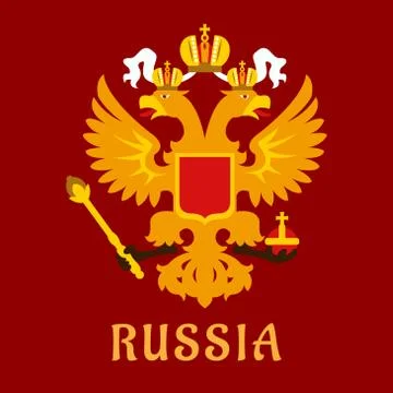 Russian flat doubleheaded imperial eagle Stock Illustration