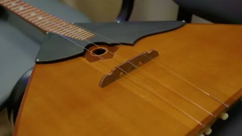 Russian folk instrument, balalaika, string instrument, close-up Stock Footage 166385512