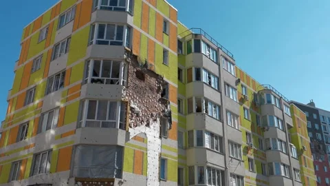 Russian forces destroyed dwelling house and killed people in Irpin town, Ukraine Stock Footage 200882906