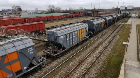 Russian Grain train Stock Footage 125815957