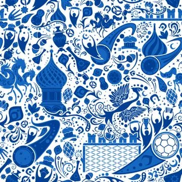 Russian gzel seamless pattern, vector illustration Stock Illustration