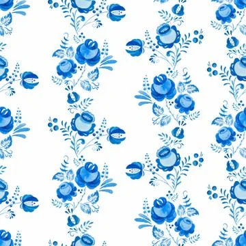 Russian gzhel pattern Stock Illustration