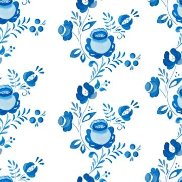 Russian gzhel pattern Stock Illustration